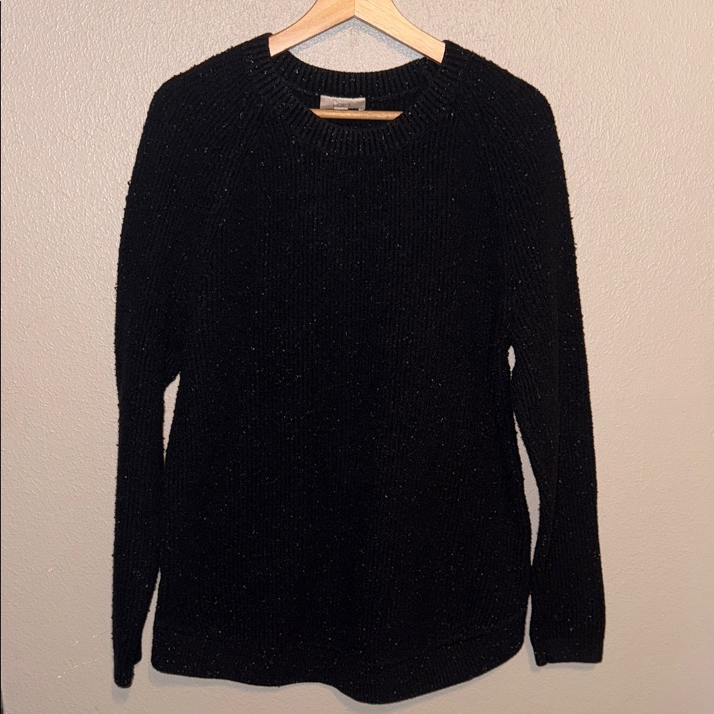 LOFT Black Speckled Knit Sweater